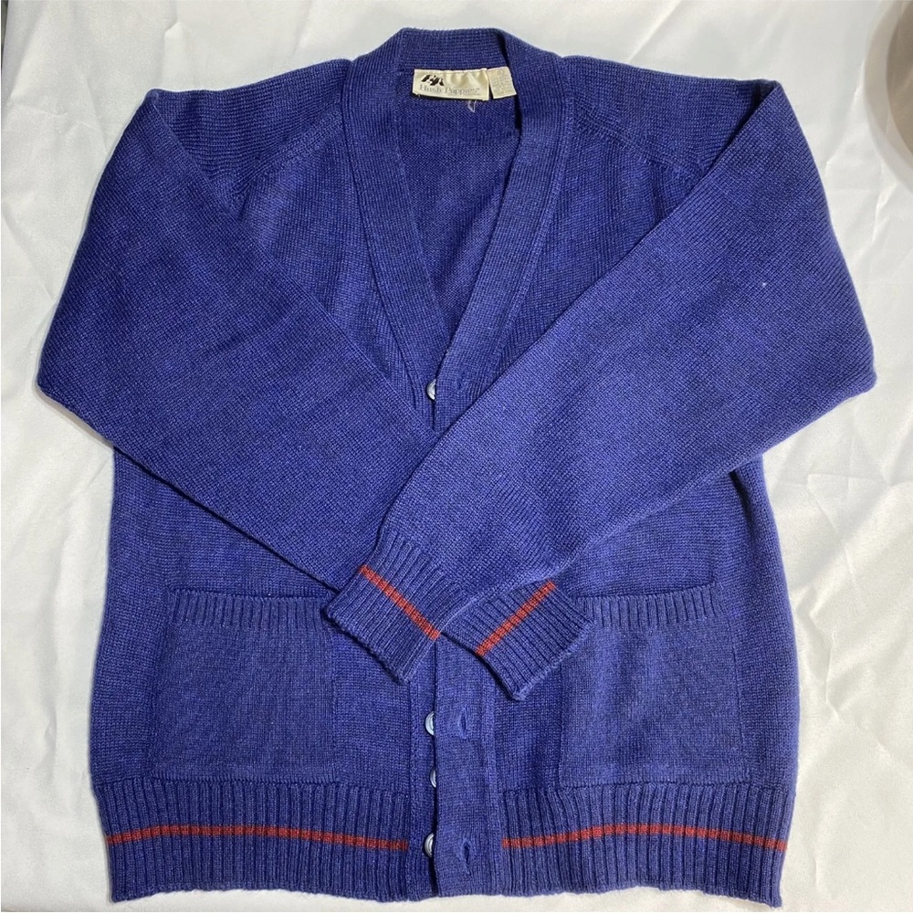 Vintage Hush Puppies Mens Cardigan Sweater  Size Large Blue